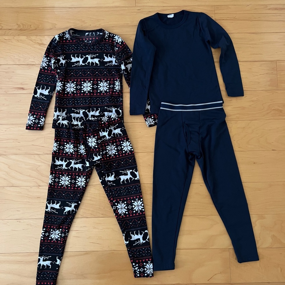 Kids Pajamas Set - Navy and Festive Print